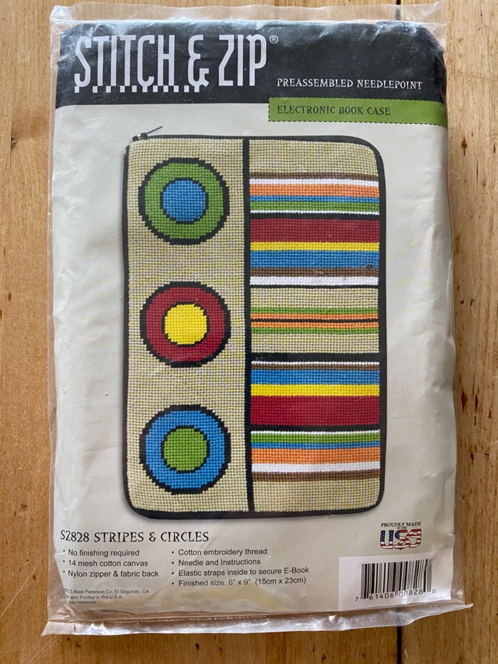 Stitch & Zip Needlepoint Kit. Case for Electronic Book (6” x 9” finished size) - Picture 9 of 10